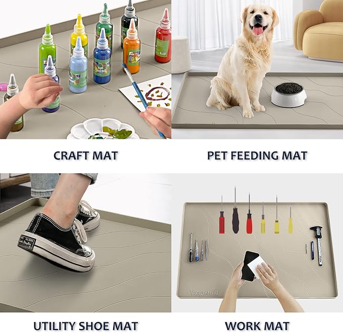 Heavy Duty Silicone Under Sink Mat for Kitchen&Bathroom 22" x 19", Waterproof Under Sink Rubber Mat Drip Tray, Raised Edge Under Sink Liner,Prevent Drips, Leaks, Spills,Brown