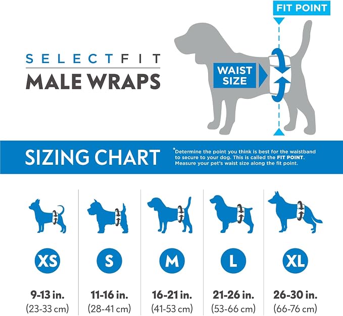 Paw Inspired Select Fit Male Dog Diapers, Disposable Male Wraps with Wetness Indicator| Belly Bands for Small, Medium, Large Dogs (X-Large, 20 Count)