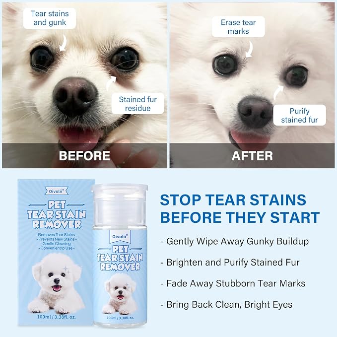 Tear Stain Remover Balm+ Natural Tear Stain Remover Liquid for Dogs and Cats