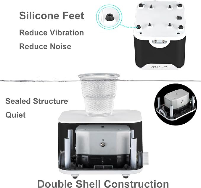 Carefree Fish 5/10W Aquarium Air Pump Dual Outlets Super Quiet Oxygen Pump with 6Ft Silicone Anti-Shedding Tubing and 2 Bubble Stones