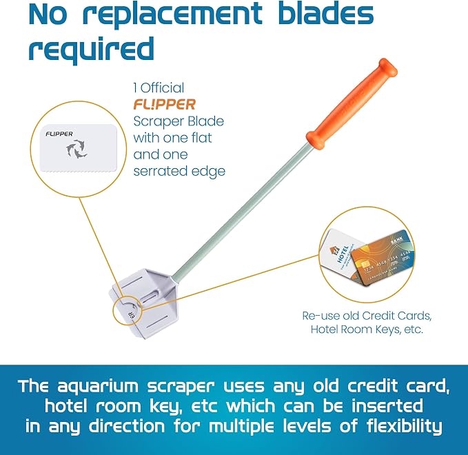 FL!PPER Platinum Aquarium Hand Scraper for Glass and Acrylic Tanks - 18"