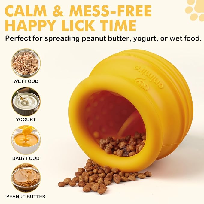 Treat Dispensing Dog Toy, Long-Lasting Interactive Puzzle Toys for Dogs, Stuffable Dog Enrichment Frozen Lick Treat Toy for Boredom, BPA Free Silicone Fetch Catch Chew Toy (Orange,L)