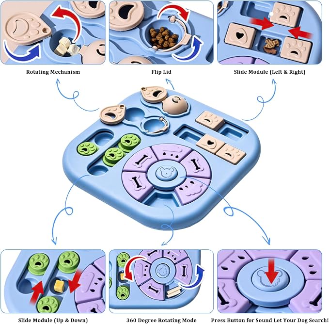 Interactive Dog Puzzle Toys for Smart Dogs - Mental Stimulation Puzzle Toys for Small & Medium Dogs, Treat Dispensing Dog Enrichment Toys for Beginner Dogs