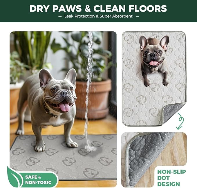 FXW Washable Pee Pads for Dogs, Leak-Proof & Non-Slip, Specifically Designed for 48inch Cages, 29" x 47" Rectangle, Khaki, 1 Pack