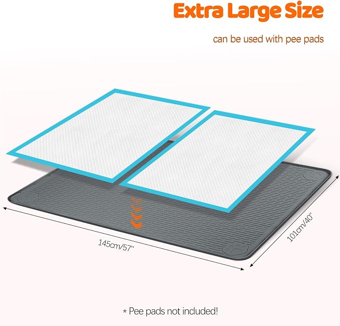 Pee Pads for Dogs, 57" x 40" Extra Large Reusable Silicone Mat, Washable Puppy Training Pads for Potty Training, Non-Slip, Leak-Proof, Indoor Floor Protection (Dark Grey)