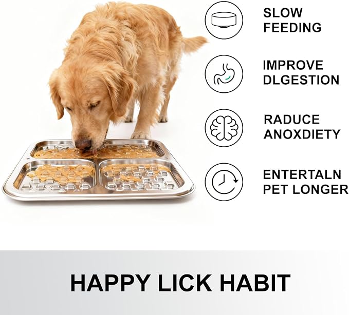 Kactoily 2-Pack Stainless Steel Lick Mat for Dogs and Cats, Large Slow Feeding Licking Pad with 46 Suction Cups, Peanut Butter Licking Pad for Boredom Reducer and Anxiety Relief