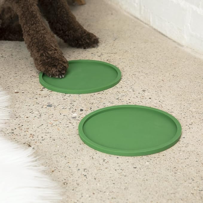 Waggo Habit Silicone Dog Placemat – Set of 2 Modern Heavyweight Silicone Dog Food Mats, Dishwasher Safe, Non-Slip, Solid Color – White (Medium, 7")