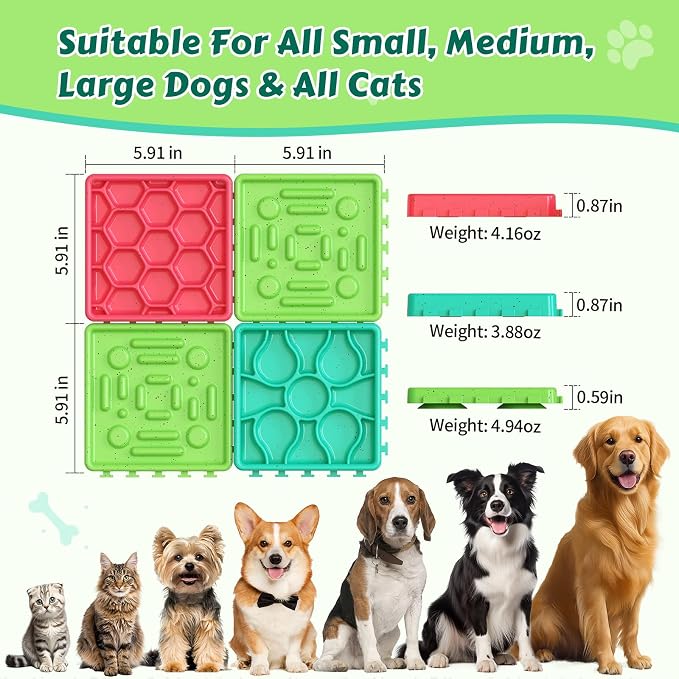 Dog Lick Mat for Training and Boredom Relief, Non-Slip Slow Feeder Puzzle with Suction Cups for All Breed Dogs and Cats, Dishwasher Safe Pet Dish for Dry and Wet Food