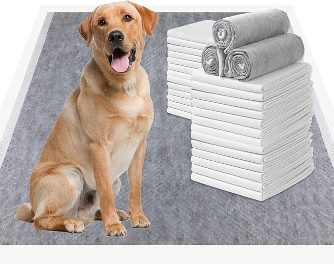 Dog Pee Pads Charcoal Odor-Control Super Absorbent Potty Training | extra large pee pads xxl, disposable urine bed pads for odor-control, training liners for housebreaking puppy pads 50 pcs