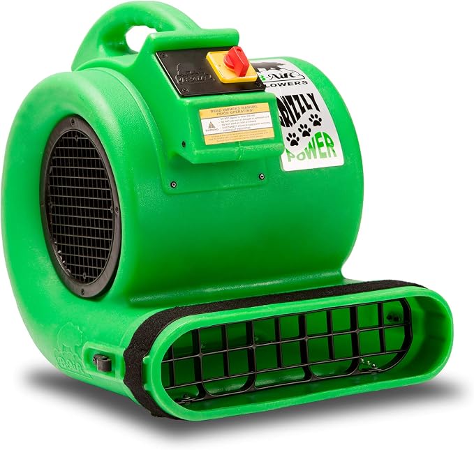 B-Air Grizzly Gp-1 1 HP Air Grizzly Mover Carpet Dryer Floor Fan for Water Damage Restoration Equipment & Pet Cage Dryer Green