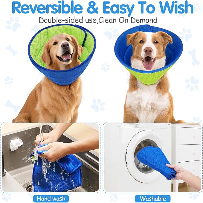 Upgrade Soft Dog Cone Collar, Dog Cone Alternative to Stop Licking After Surgery, Adjustable Comfy Cones for Small/Medium/Large Dogs, Light-Weight Mesh Fabric Elizabethan Collars (XXL)