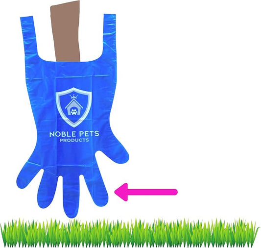 Noble Pets Dog Gloves - 8+ Ways to Use Them| Leak Proof | Extra Long Tie Handles | Eco-Friendly (Royal Blue, 80 gloves)
