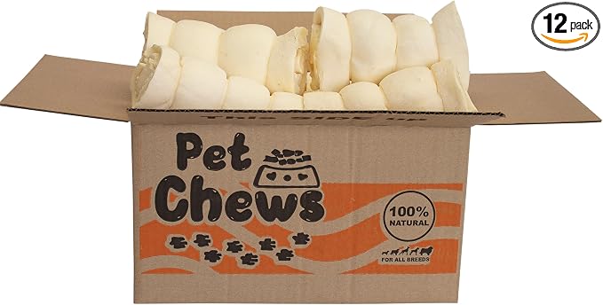Beef Cheek Rolls (12-Pack) 5-6" Mega Thick | Long Lasting Dog Chews, Odor Free & Fully Digestible | 100% Natural Beef Retriever Rolls for Medium & Large Dogs