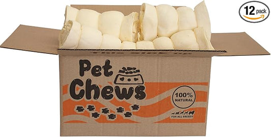 Beef Cheek Rolls (12-Pack) 5-6" Mega Thick | Long Lasting Dog Chews, Odor Free & Fully Digestible | 100% Natural Beef Retriever Rolls for Medium & Large Dogs