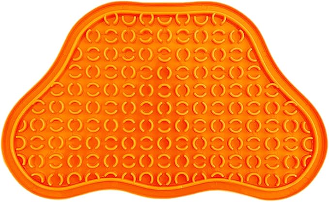 PetDreamHouse PAW 2-in-1 Slow Feeder Interactive Bowl and Removable Lick Mat Pad for Dogs, Puppies or Cats Plate Food Treats Controls Fast Eating Anti Bloating - Orange