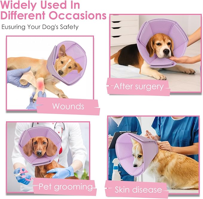 AOFITEE Soft Dog Cone Collar Anti-Licking, Dog Cone Alternative After Surgery, Elizabethan Cones for Large Dogs Post-Surgery, Neuter Recovery Pet Dogs E-Collar(Purple,X-Large)