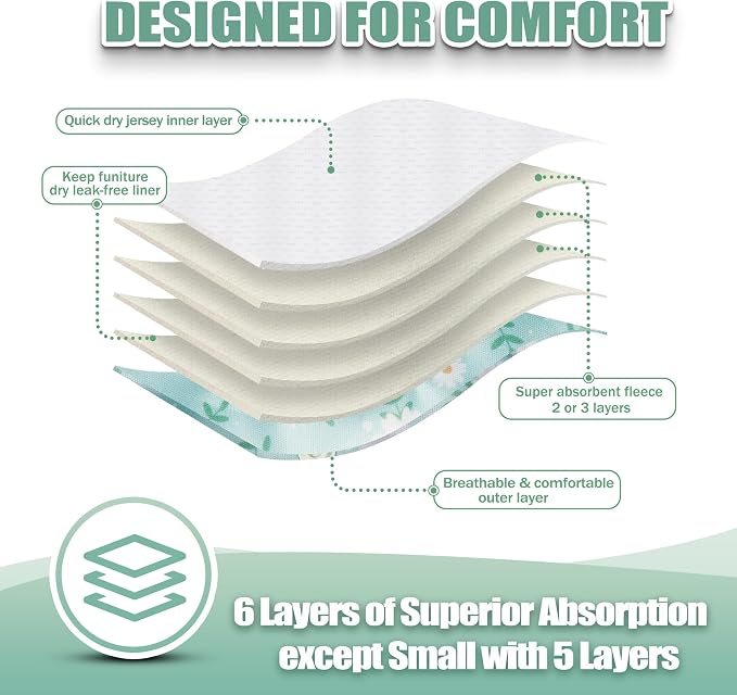 wegreeco Washable Female Dog Diapers Highly Absorbent Reusable Diapers for Dog in Heat Period, 3 Pack (Chrysanthemum, Large)