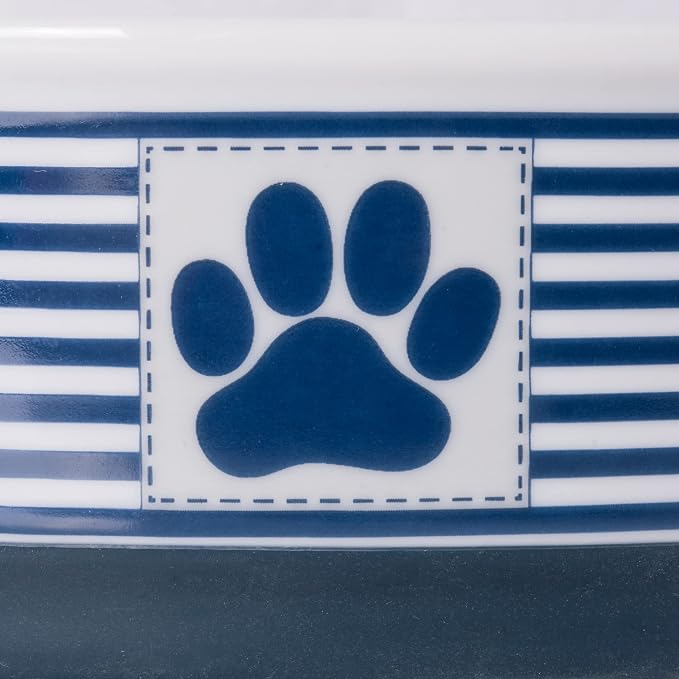 Bone Dry Paw & Patch Ceramic Pet Collection, Large Set, 7.5x2.4", Nautical Blue, (Pack of 2)