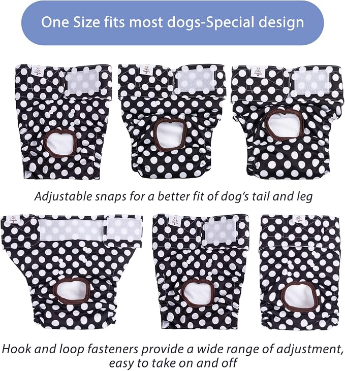 CuteBone Washable Female Dog Diapers 4 Pack Reusable Doggie Heat Diapers for Period FMG01XL