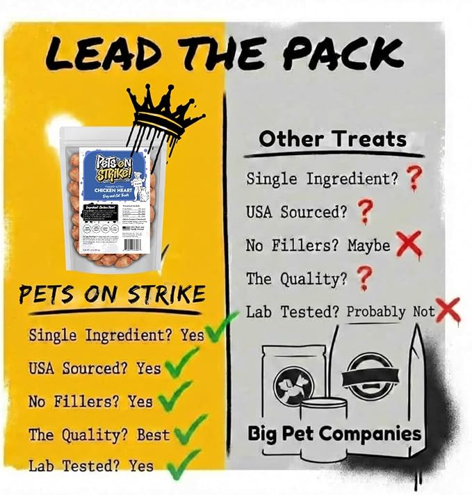 Freeze Dried Chicken Hearts for Dogs & Cats (16oz) – Single Ingredient Dog Treats – USA Sourced & Made – High Protein, All Natural, Grain Free – Natural Source of Taurine, B Vitamins