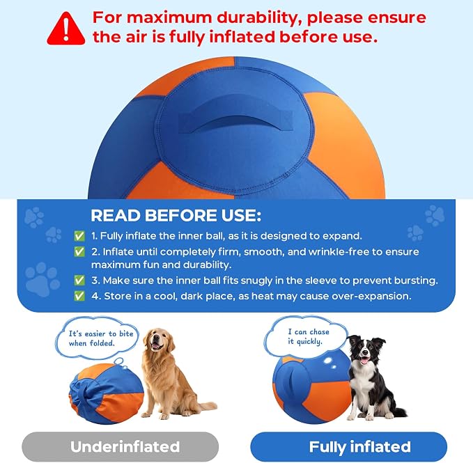 Herding Ball for Dogs, 23'' Dog Training Balls with Straps for Australian Shepherd, Border Collie, Large Breed Outdoor Play, Upgraded Dog Push & Chase Ball with Thickened Bite & Tear Resistant Cover