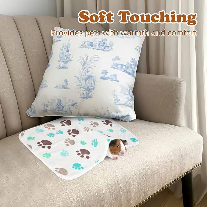 YUEPET Waterproof Guinea Pig Blankets Washable 3 Pack Small Animal Fleece Cage Liners Pet Soft Sleep Mat Pad Cover Warm Flannel Throw for Hamster Guinea Pig Rabbit Chinchilla Hedgehog Ferret 35"×24"