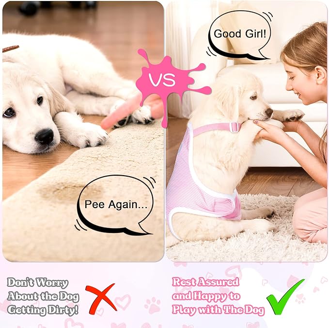 Nuanchu 3 Pcs Female Dog Diaper Sanitary Panties with Adjustable Suspender, Washable Reusable Doggie Diapers for Small Medium Large Dog in Heat Period Menstrual Pet Cats Ducks(Delicate Pattern,L)