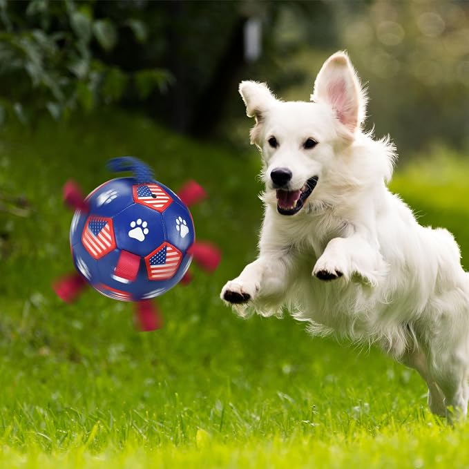 4th of July Dog Soccer Ball with Straps y Puppy Interactive Toy Pet Tug Ball Toy with American Flag Pattern for Mdeium Large Dogs Large-3