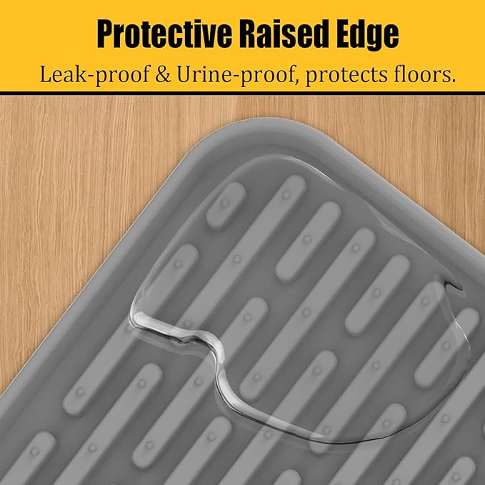40"x30"(100cmx75cm) Extra Large Silicone Cat Litter Mat, XXL Litter Trapping Mat for Under Litter Box, Non-Slip Waterproof Kitty Litter Catcher, Easy to Clean Mat for Cats, Dark Green