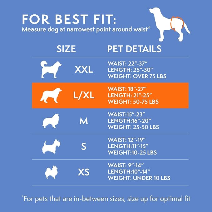 Simple Solution Disposable Dog Diapers, Female Dog-Diapers, Puppy Potty Training, Incontinence and Heat Cycle Protection, Large-Diapers for Dogs, 18-27 Inch Waist, 30 Count (Pack of 2)