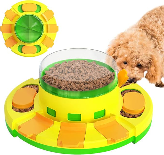 Dog Puzzle Feeder Toy - Green Slow Feeding Dog Puzzle Toys for IQ Training & Mental Enrichment - Food Dispenser for Small Breeds