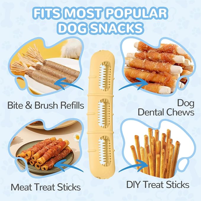 Bite and Brush Puppy Teething Chew Toy with Bristles, Stuffable Rubber Teether for Small Medium Dogs, BPA-Free, Teeth Cleaning & Teething Relief, Keeps Puppy Busy (3pcs)