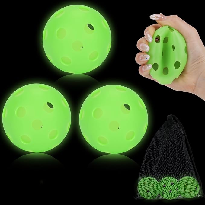 Coopay 3/6/12 Pack Practice Balls Glow in The Dark Baseballs Plastic Soft Baseballs with Drawstring Bag for Indoor Outdoor Night Training, Backyard Games Batting Hitting Softballs