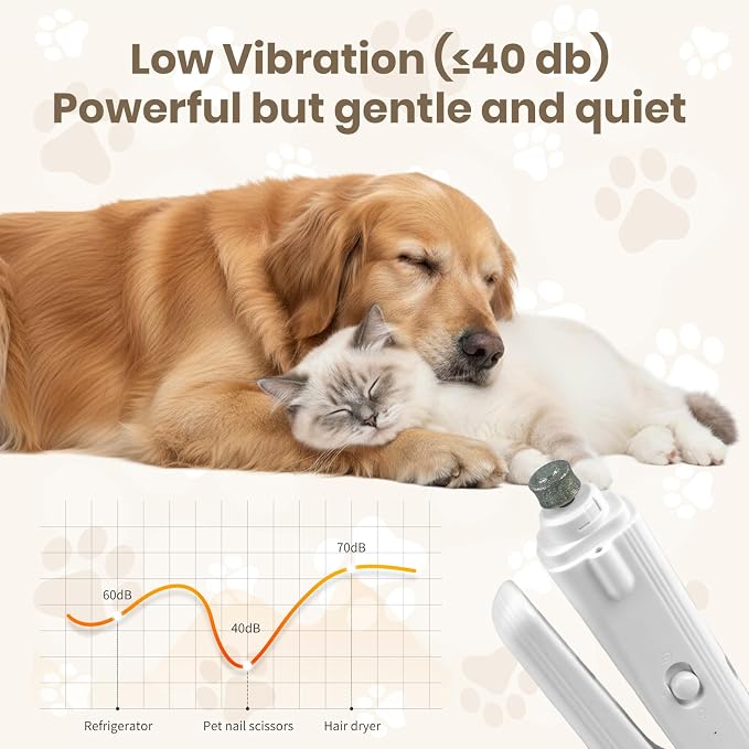 2-in-1 Dog Nail Clipper and Grinder with LED Light, USB Rechargeable Quiet Electric Pet Nail Trimmer for Dogs Cats with Safety Guard