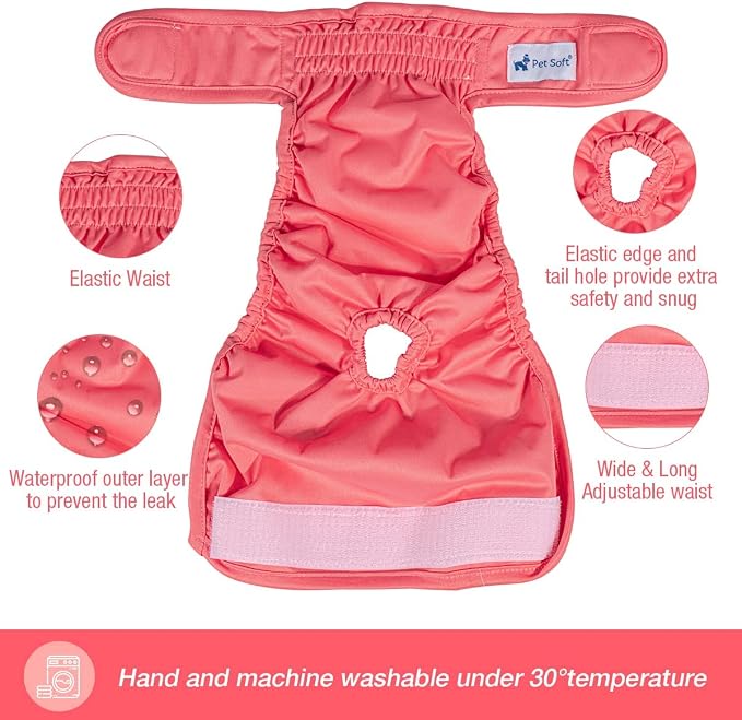 Pet Soft Washable Female Diapers (3 Pack) Female Dog Diapers, Comfort Reusable Doggy Diapers for Girl Dog in Period Heat (Sprightly, L)