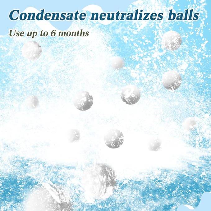 Leumoi 6.6 lbs Refill Condensate Neutralizer 9-10 mm Condensate Neutralizes Balls Acidic Water Increases Alkalinity Waste Liquid Neutralizer Condensing Water Heater Neutralizer Filler(2 Bag)