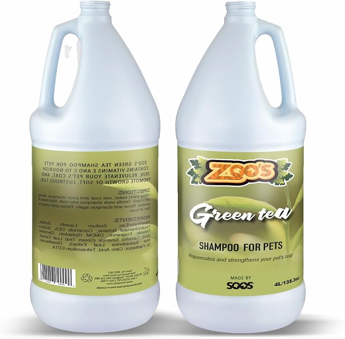Zoo’s Green Tea Pet Shampoo Natural Organic with Minerals and Vitamins for Dog and Cat (4L / 1.32 gal)