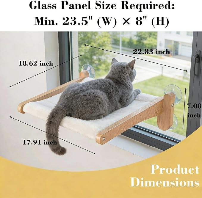 Cat Window Perch with Bird Feeder – Foldable Hammock, Strong Suction Cups for Indoor Cats (Nature-2)