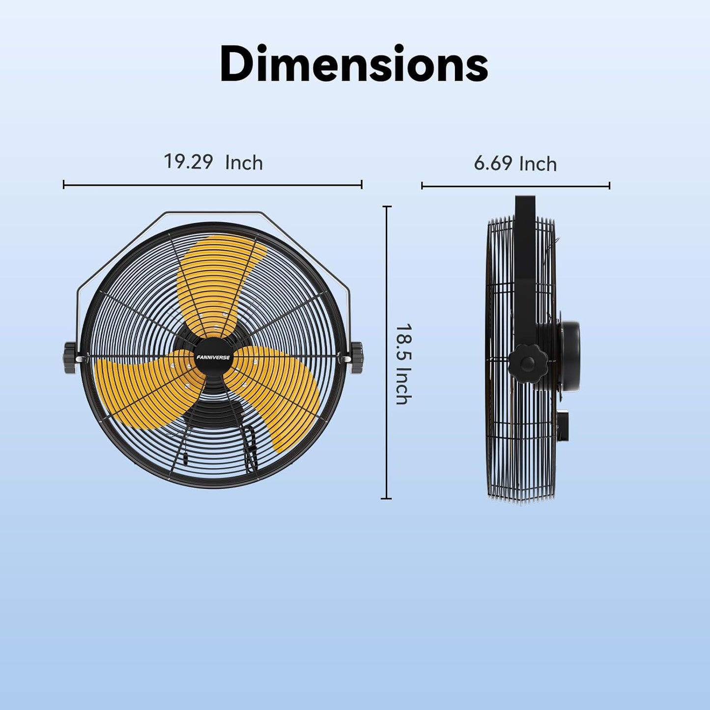 2PCS 14 Inch Wall Fan Pro Series - Waterproof Motor High Velocity Wall Mount Fans for Commercial, Residential, Warehouse, Covered Patio, Shop, Garage, Barn 3 Speed 3000 CFM UL Safety Listed