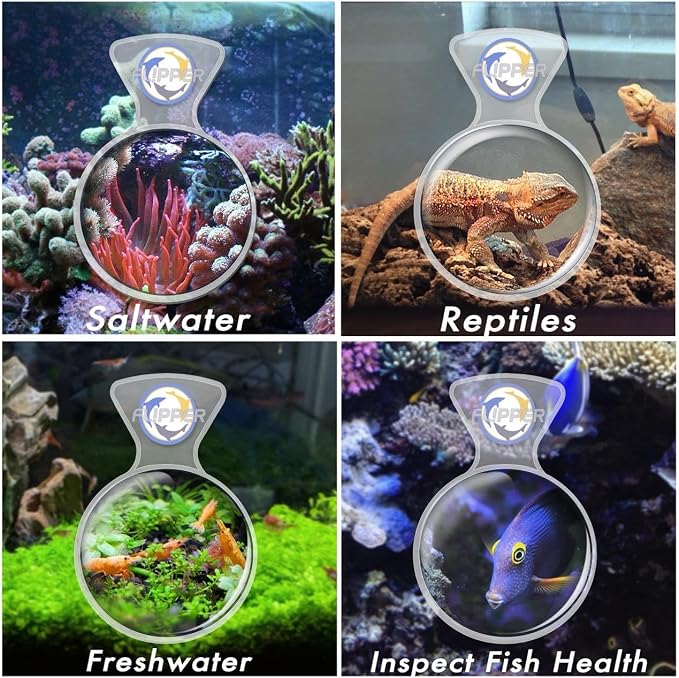 Flipper DeepSee 4" Magnetic Aquarium Viewer – Optical-Grade Magnifying Lens for Glass & Acrylic Tanks up to 5/8" Thick – Hands-Free Underwater Viewing for Fish, Corals & Aquarium Photography – Clear