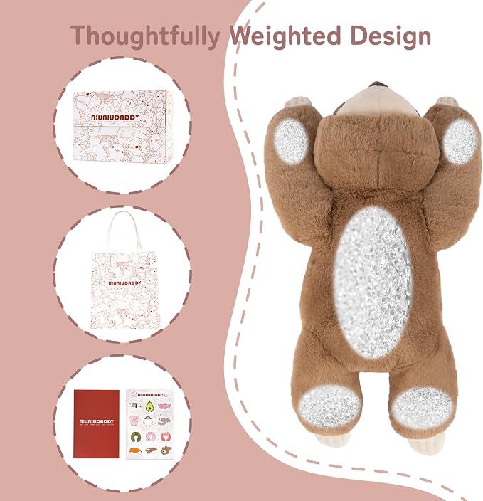 Niuniu Daddy 3.3lb Large Weighted Stuffed Animal for Kids Adults, Weighted Sloth Body Pillow for Sensory Support, 20in Cute Plush Toy for Birthday Valentine Gift Box Bag Stickers Included
