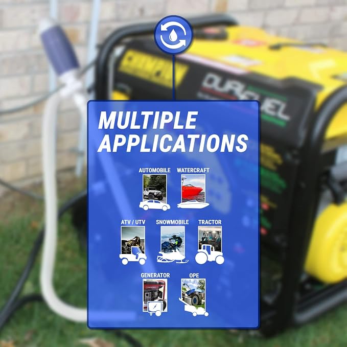 TERA PUMP Durable Manual Fuel Transfer Pump Siphon, Hand Siphon Pump for Gasoline, Diesel, Light Oils, Kerosene, Non-Potable Water, Transfer 3.2 GPM, Flexible Suction Tube, Portable & Easy to Use