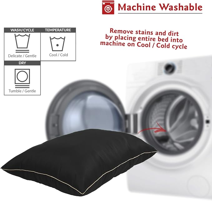 Majestic Pet Rectangle Medium Dog Bed Washable – Non Slip Comfy Pet Bed – Dog Crate Bed Super Value Pillow Dog Bed – Dog Kennel Bed for Sleeping - Dog Bed Medium Breed 35 x 28 Inch – Solid Black