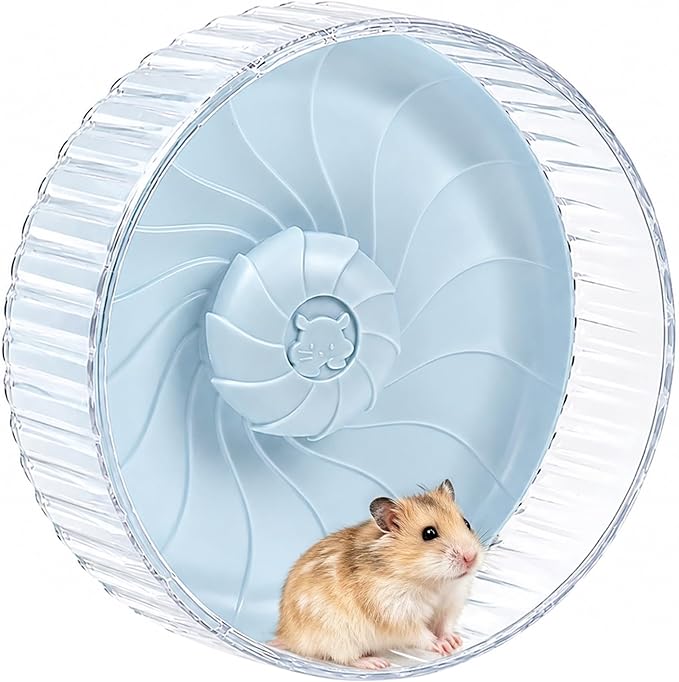 Silent Hamster Wheel, 10in Hamster Wheel No Stand, Double-Bearing Quiet Spinner for Syrian Hamsters, Hedgehogs, Mice & Small Pets, Blue