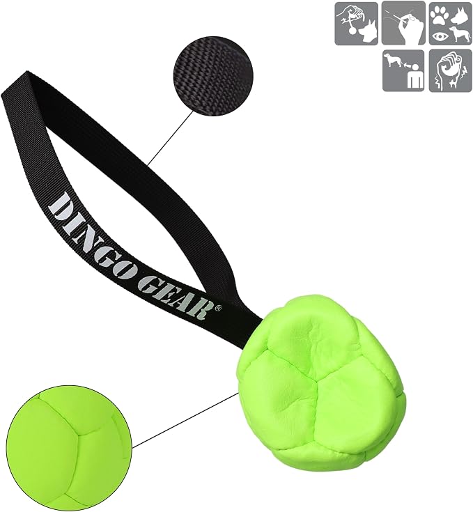 DINGO GEAR WWW.DINGOGEAR.COM 1977 Set Faux Leather Ball with Pump for Dog Training, as Reward for Fetch tug of war, for Strong Dog, Handmade, 3in Green Z30030