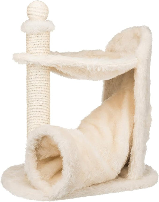 TRIXIE Baza Gandia Scratching Post – Cat Tower with Sisal Scratching Post, Cozy Condo & Padded Platform – Indoor Cat Furniture for Scratching & Climbing – Cream, 15.7" x 23.6" x 26.8"