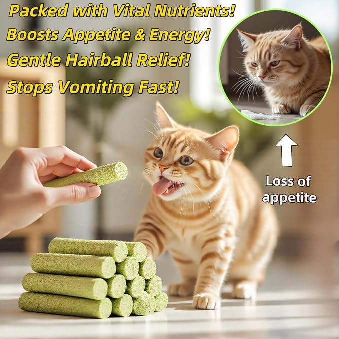Cat Grass Sticks for Indoor Cats 50g Chicken Freeze Dried Treat 10pcs