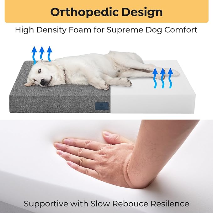Veehoo Chew Proof Dog Bed for Crate, Indestructible Dog Crate Bed for Aggresive Chewers, Large Tough Chew Resistant Pet Pad with Hidden Zipper, Removable Washable Cover