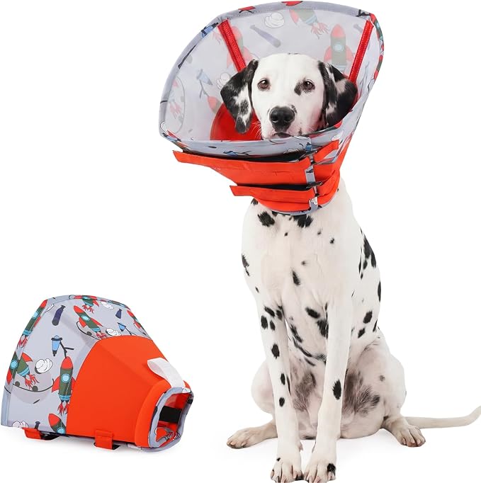 Allroaring Dog Cone, Soft Dog Cone Collar to Stop Licking, Adjustable Cones for Large Dogs, Comfy Pet Recovery Collars & Cones Alternative for After Surgery Wound Healing, Red L