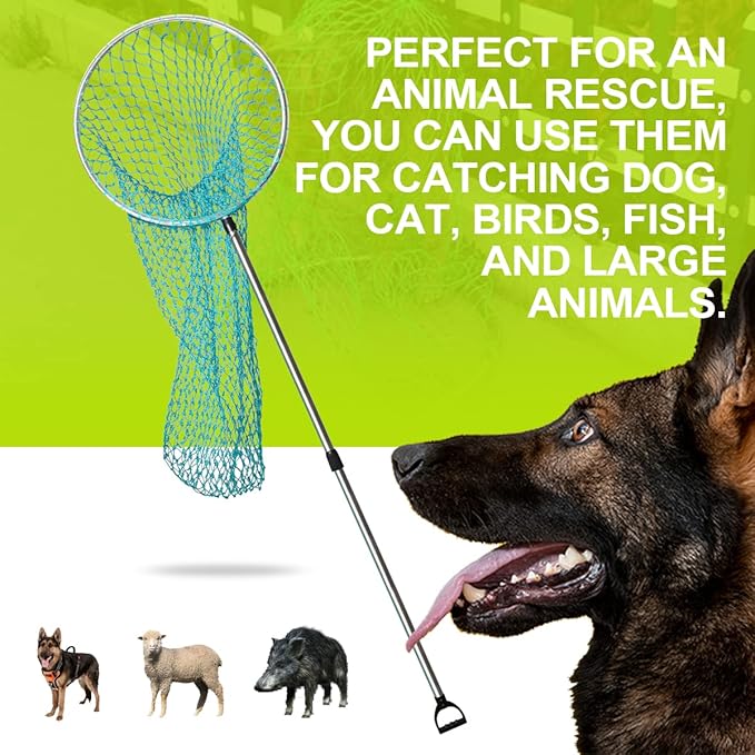 Animal Control Catch Net Pole Tool for Dog Shoat Goat Cat Boar Hog Pig Racoon Possum Skunk Goose Chickens Pigeon - Heavy Duty
